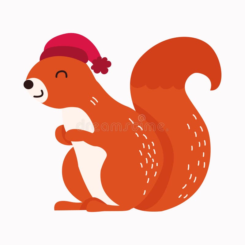Orange Fluffy Squirrel with Bushy Tail Vector Illustration. Stock