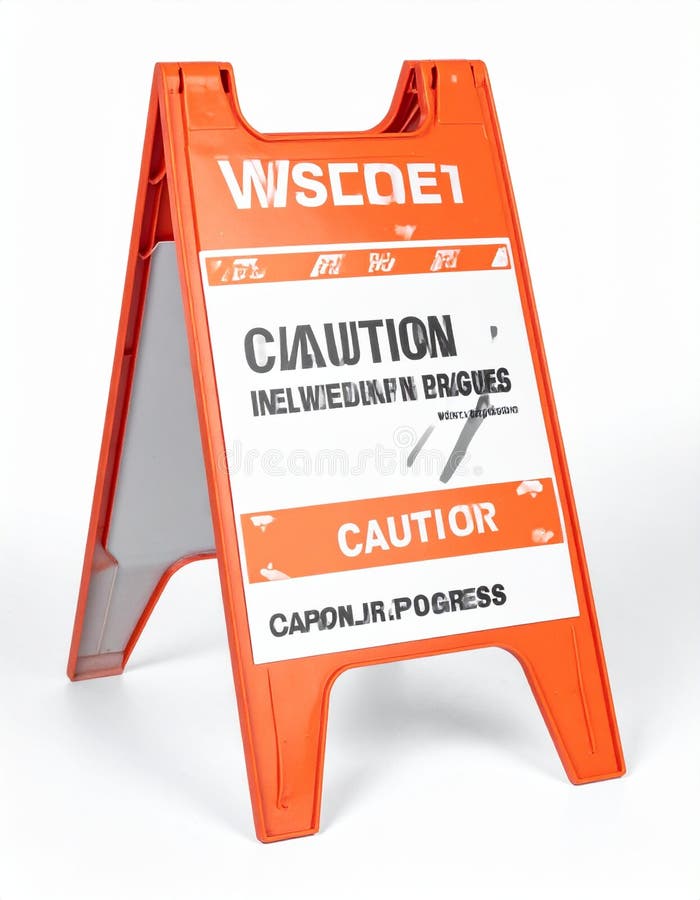Orange A-Frame Caution Sign on White Background vector illustration