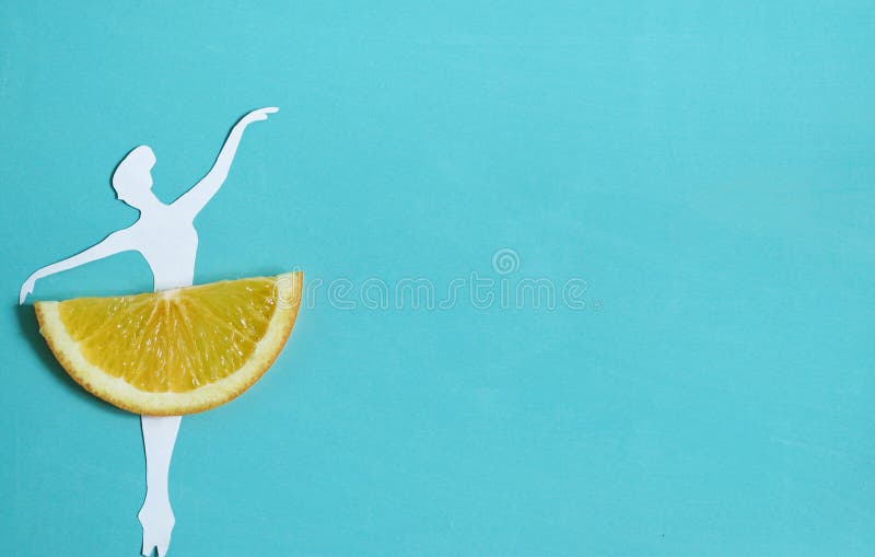 Orange fruit background with ballet dancer, citrus exotic fruit royalty free stock photography Orange fruit background with ballet dancer, citrus exotic fruit royalty free stock photography
