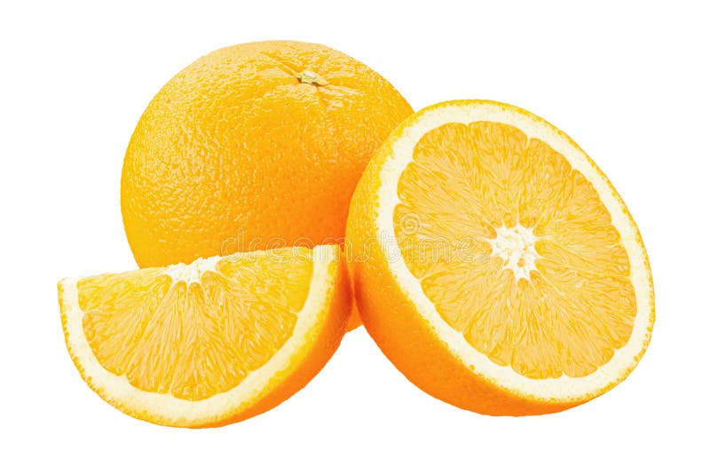 Orange Fruit. Orange with Cut in Half Slices Isolate on White Stock Photo Image of food, juicy