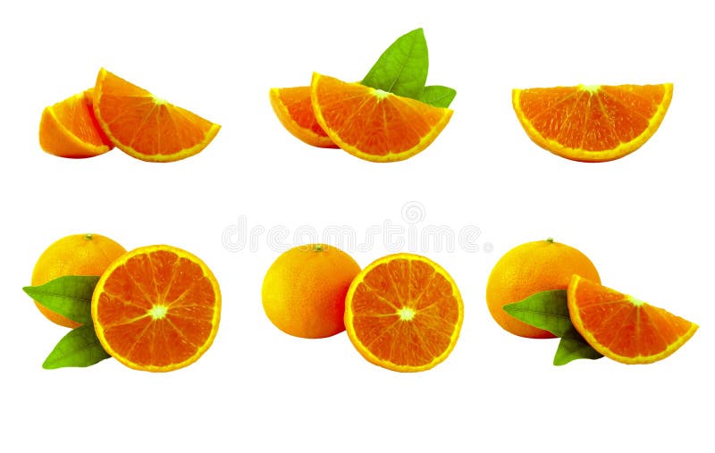 Orange fruit in defferent type isolated with clipping path on white background