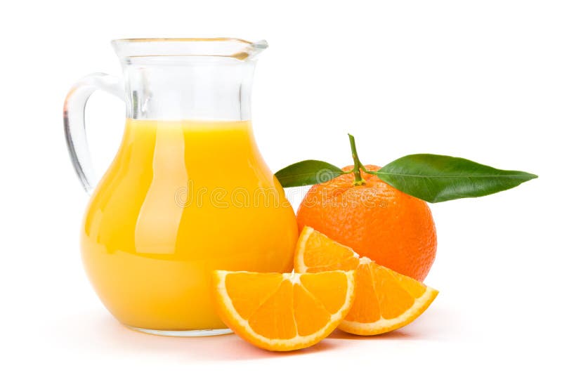 Ripe orange fruit and jug of fresh juice. Ripe orange fruit and jug of fresh juice