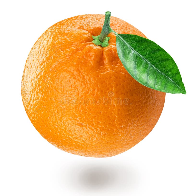 Orange Fruit with Orange Leaf Isolated on White Background. File