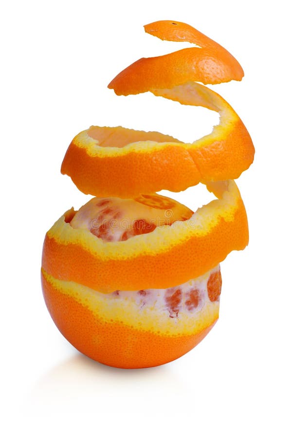 Orange Fruit with Peeled Spiral Skin Stock Photo Image of aromatic