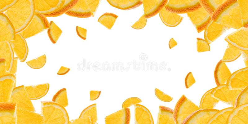 Orange Fruit Slice Falling On White Citrus Tangerine Isolated