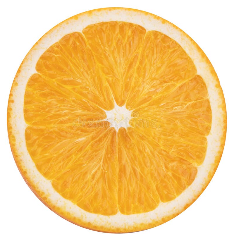 Orange fruit slice on white background. Clipping path