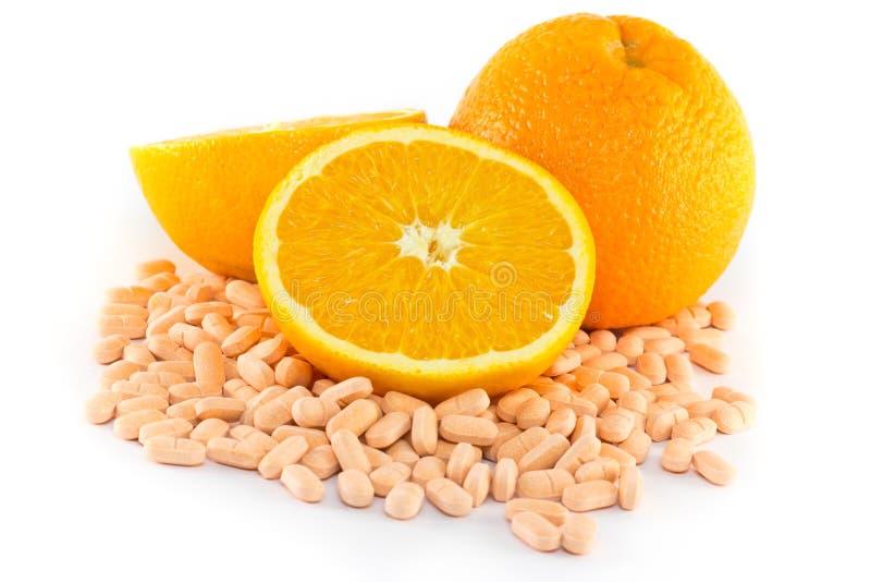 Orange Fruit with Vitamin C Tablet Stock Photo Image of color, diet