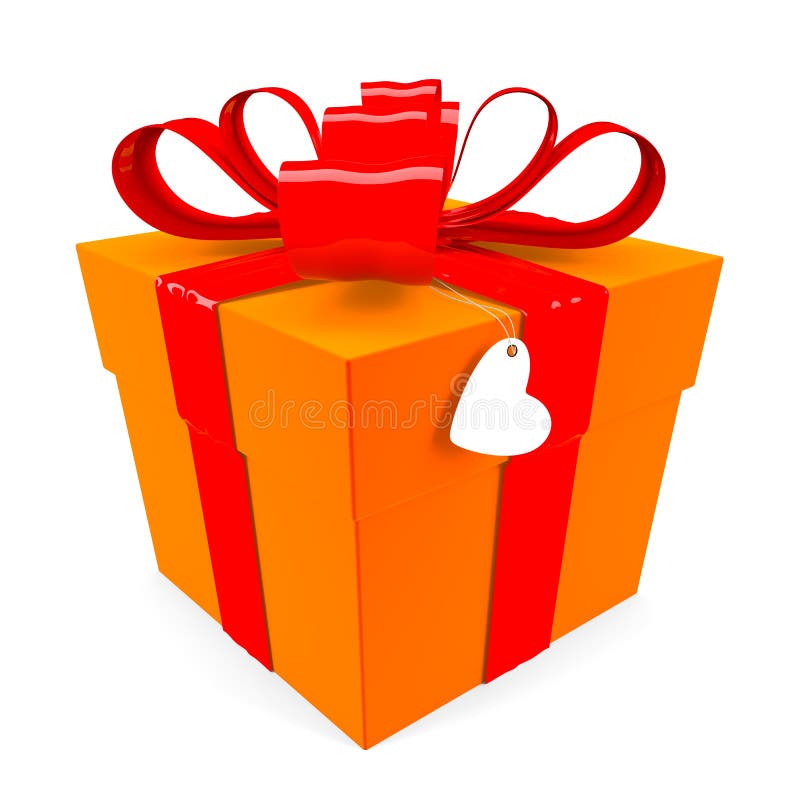Orange Gift Box with Red Ribbon Stock Illustration Illustration of