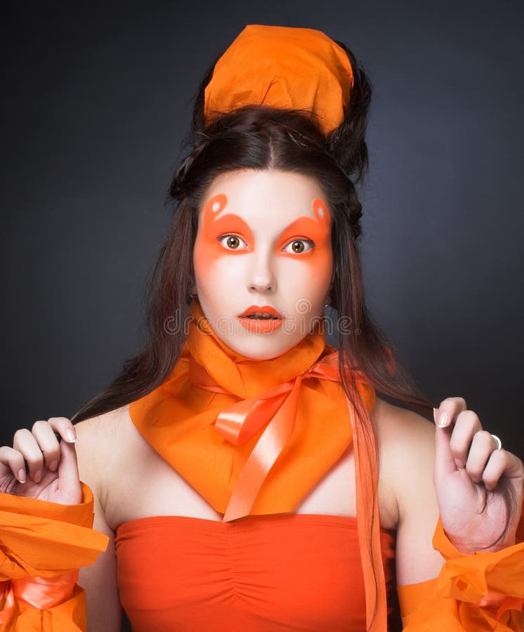Orange girl. stock photo. Image of paint, glamour, design 39956060