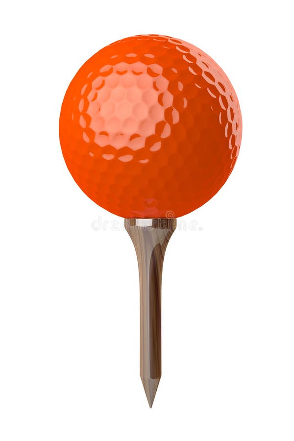 Orange golf ball on tee