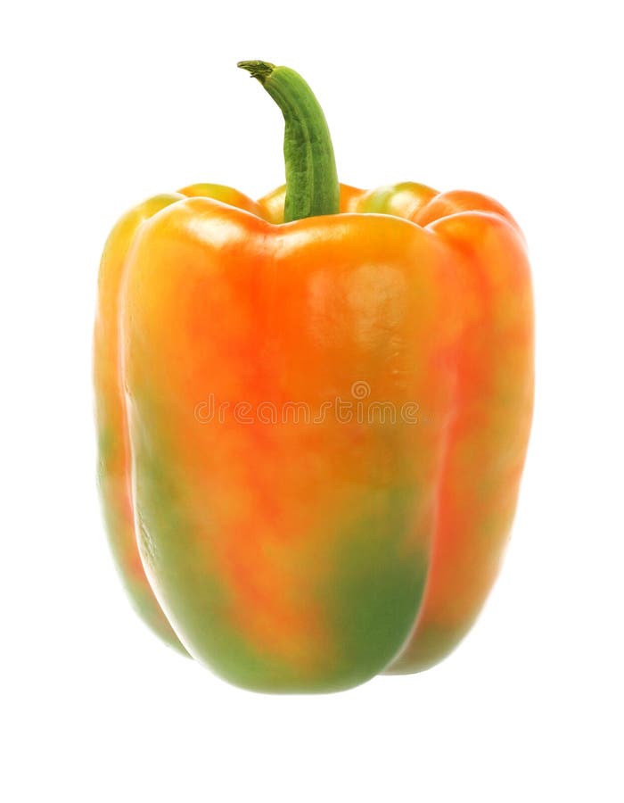 Fresh Orange Green Pepper On White Background