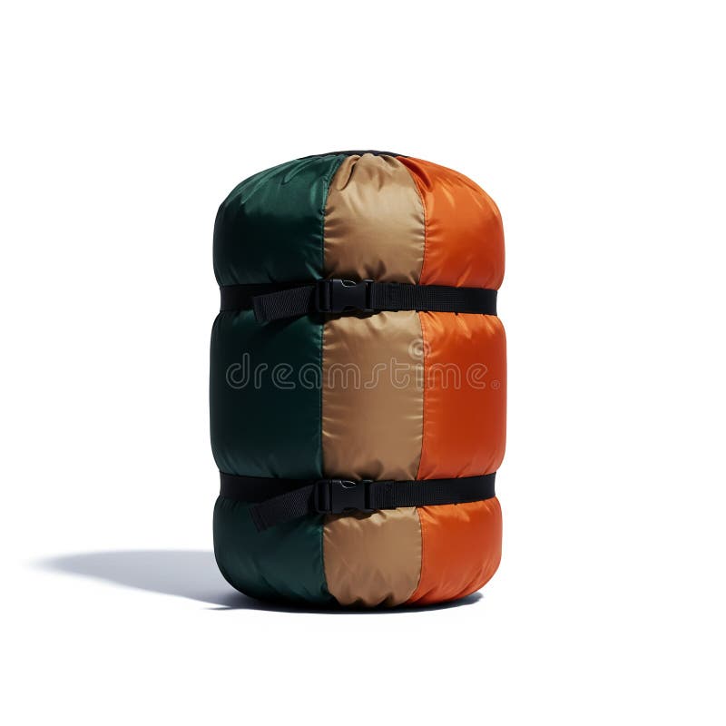Orange and green sleeping bag on white background no shadow royalty free illustration