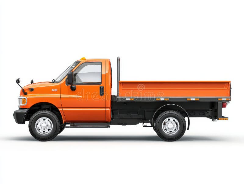Orange Heavy Duty Pickup Truck on White Background stock illustration