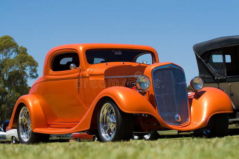 Orange heißer Rod-Auto stockfotografie Orange heißer Rod-Auto stockfotografie