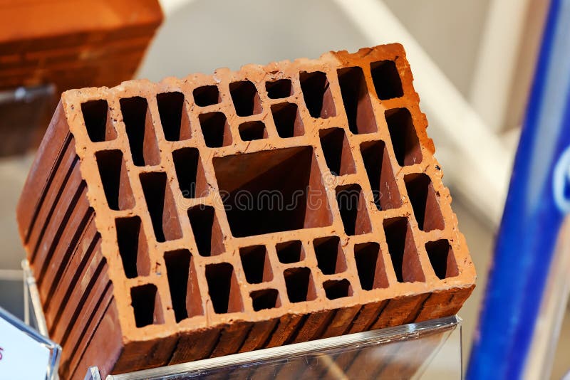 Orange hollow clay block stock photography