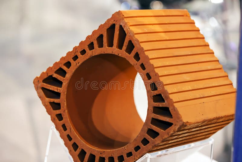 Orange hollow clay block stock photography