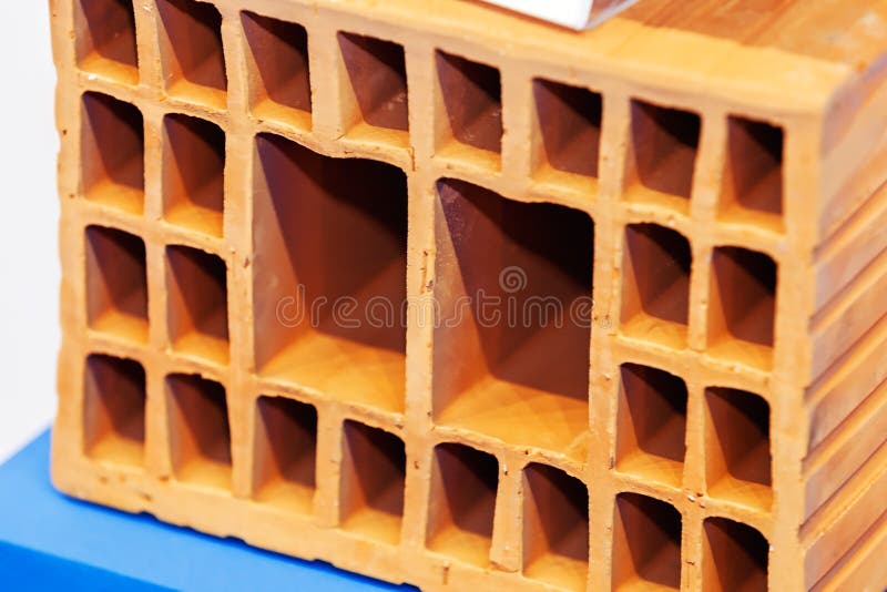 Orange hollow clay block stock photography