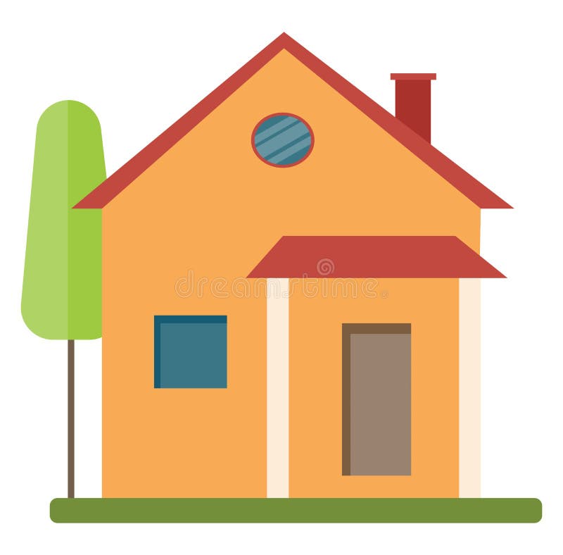 Orange house, icon stock vector. Illustration of landscape 261369008