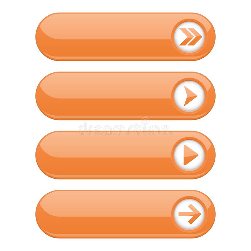 Orange Interface Buttons with Arrows Stock Vector Illustration of