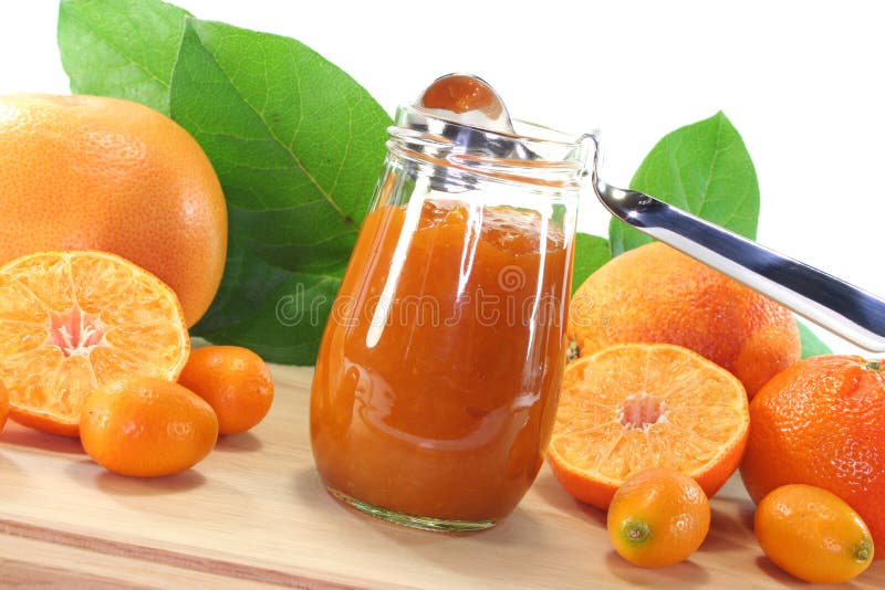 Orange jam stock photo. Image of leaf, mandarins, glass 18558510