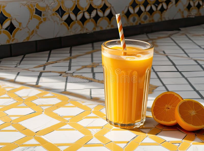 Free Photo  Fresh orange juice in the glass on marble background