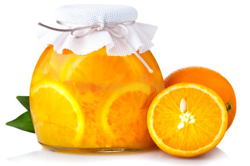 Orange Jam with Ripe Fruits Isolated Stock Photo Image of gourmet