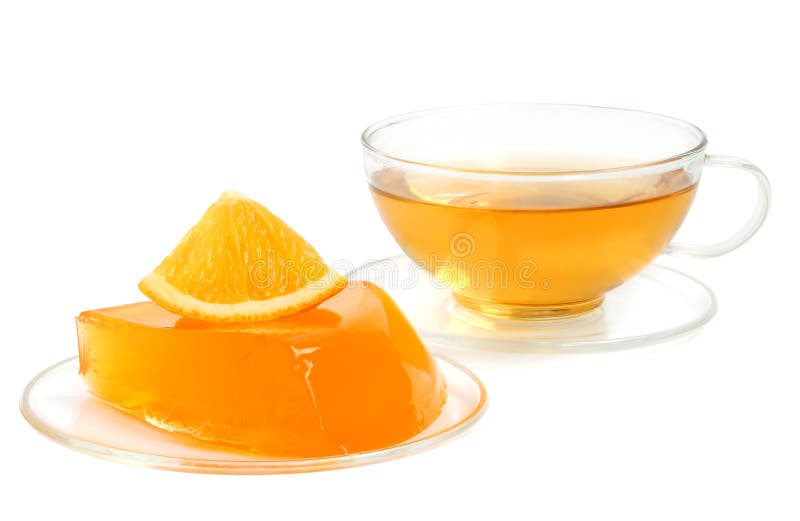 Orange jelly and tea stock photo. Image of bowl, gourmet 20175224