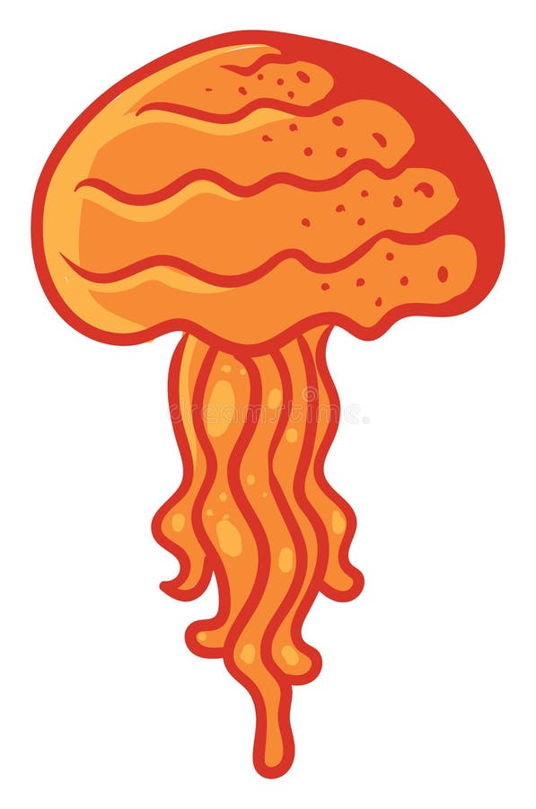 Orange jellyfish stock illustration. Illustration of orange 124144846