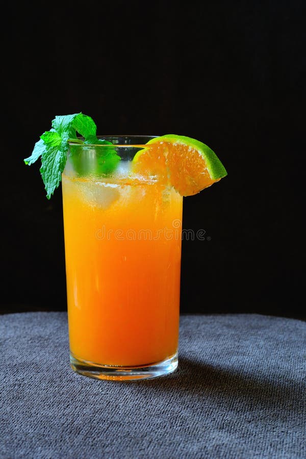 Orange Juice on Black Background Stock Image - Image of flowing ...