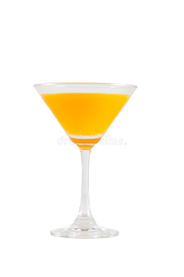 Orange Juice In A Cocktail Glass Isolated On White Background Stock