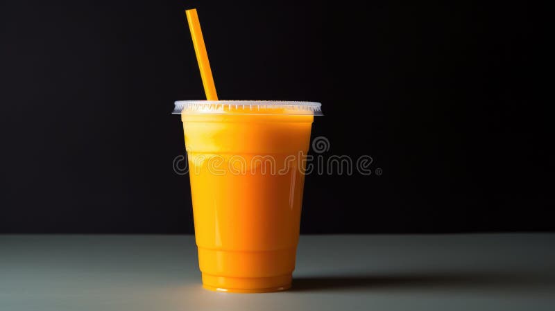 Tasty Cold Orange Juice Plastic Cup Stock Illustrations – 114