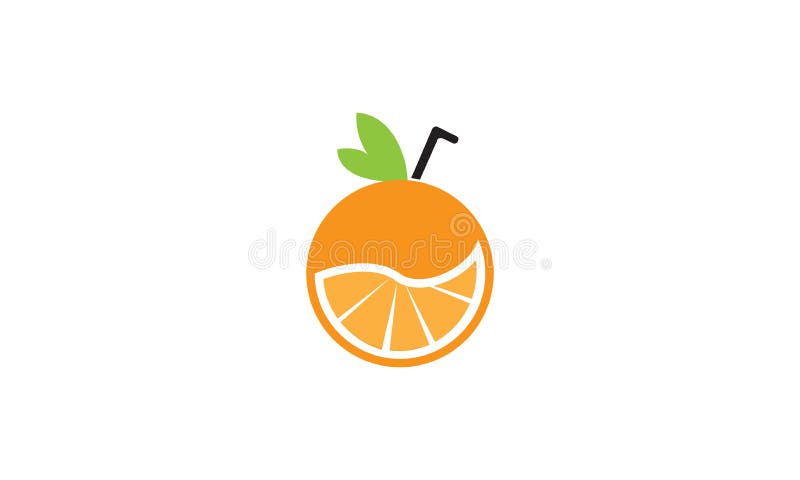 Orange juice fruit with straw drink fresh logo design icon. Juice splash logo vectors