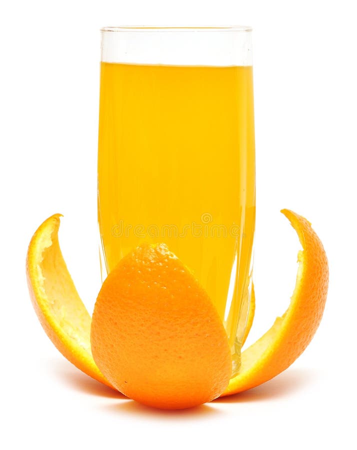 Orange juice in a glass on rind