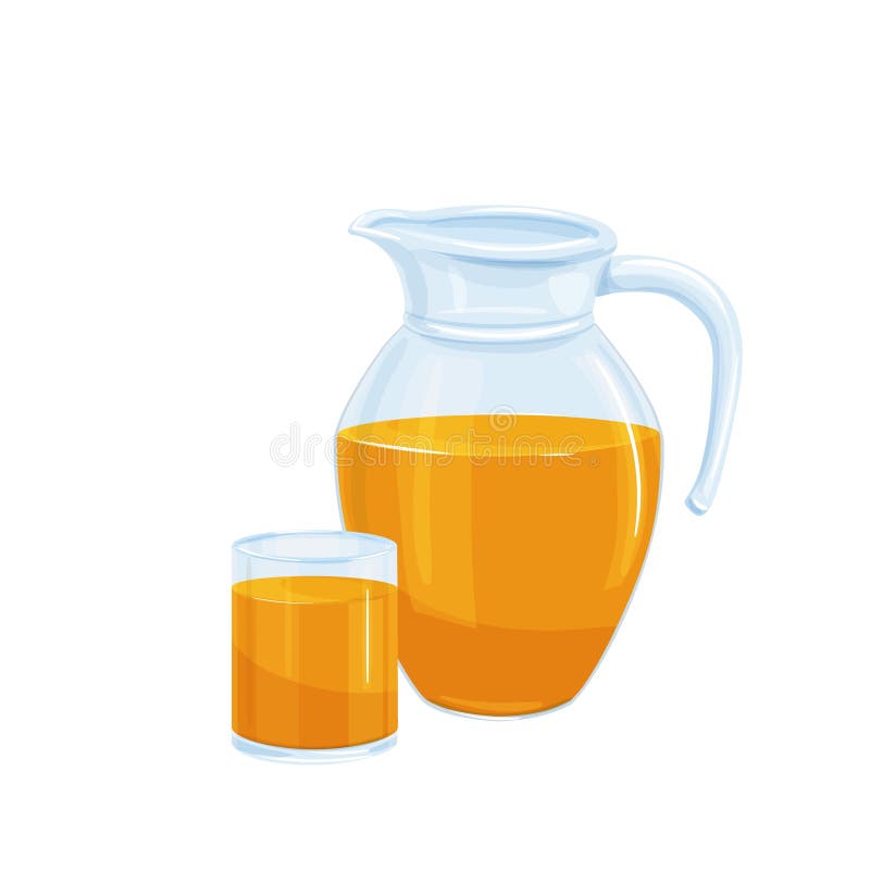 Orange Juice in a Jug and a Glass Stock Vector - Illustration of  background, glass: 109803231