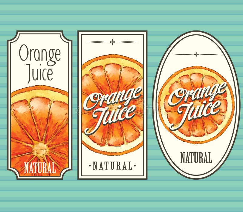 Orange juice labels set stock vector. Illustration of fruit 44380514