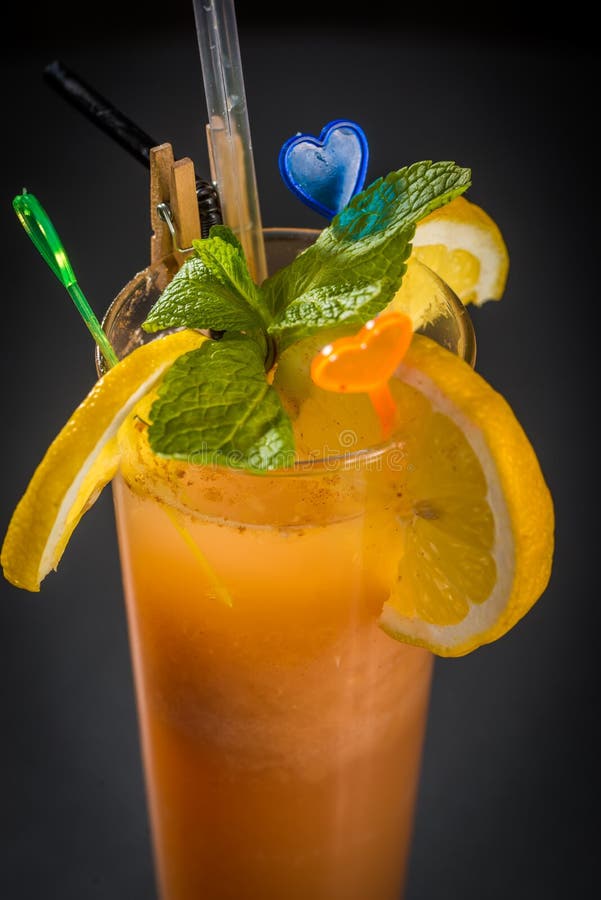 Orange juice with mint stock photo. Image of cocktail 64750548