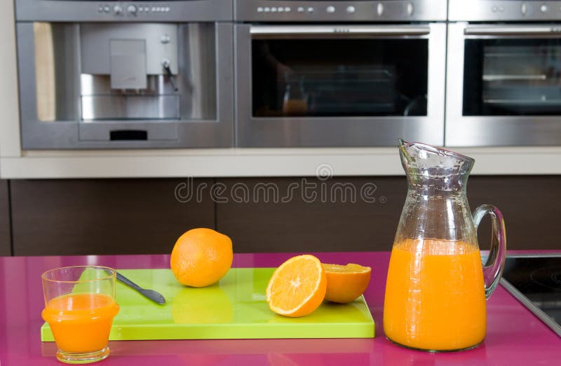 Orange juice in a modern kitchen