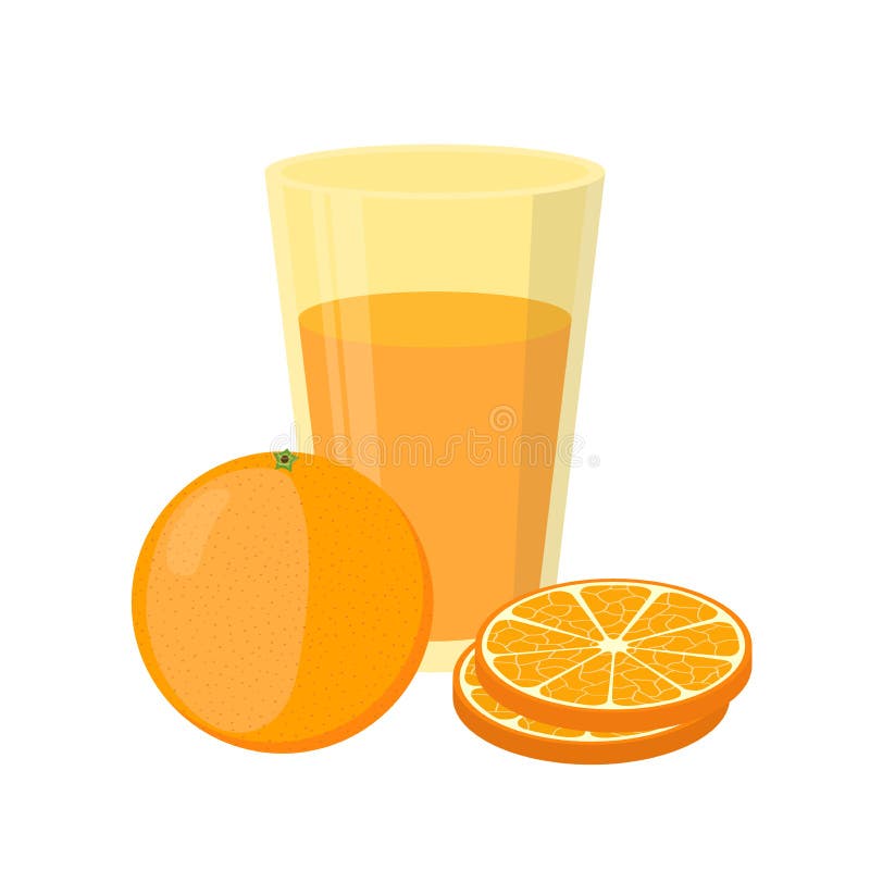 Orange Juice, Orange and Slices. Cartoon Flat Style Stock Vector -  Illustration of white, organic: 90094457