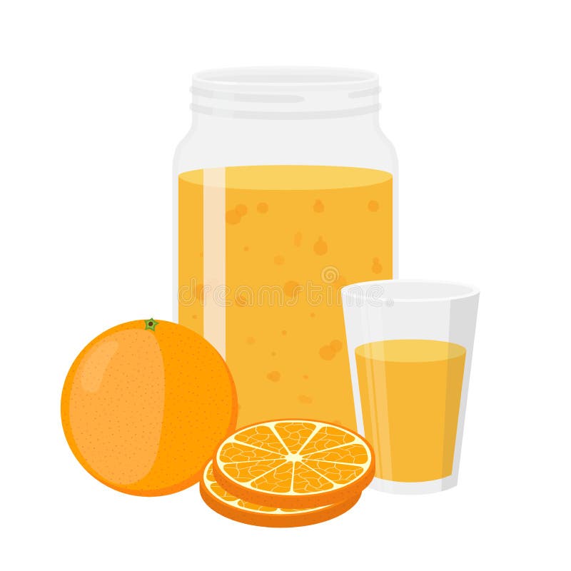 Orange Juice, Orange and Slices. Cartoon Flat Style Stock Vector -  Illustration of vitamin, orange: 91241655