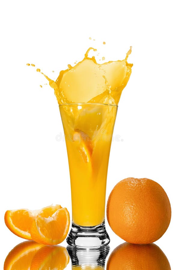 Glass of Orange Juice and Orange Pieces Stock Image Image of bright