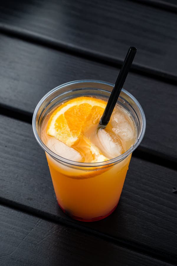 Orange Juice in Take Away Cup with Straw Stock Image Image of organic