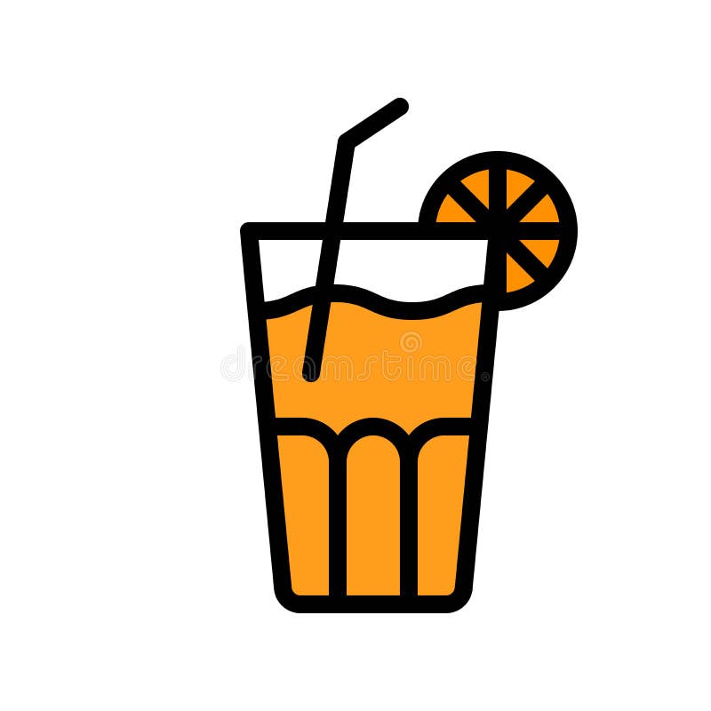 Orange Juice Vector, Beverage Filled Icon Editable Stroke Stock Vector
