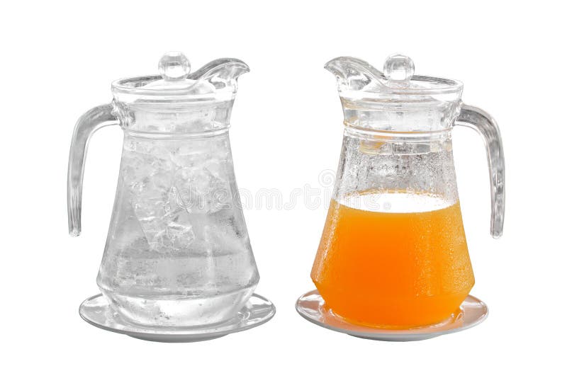 Orange Juice And Water In Pitcher On Plate Stock Image Image of