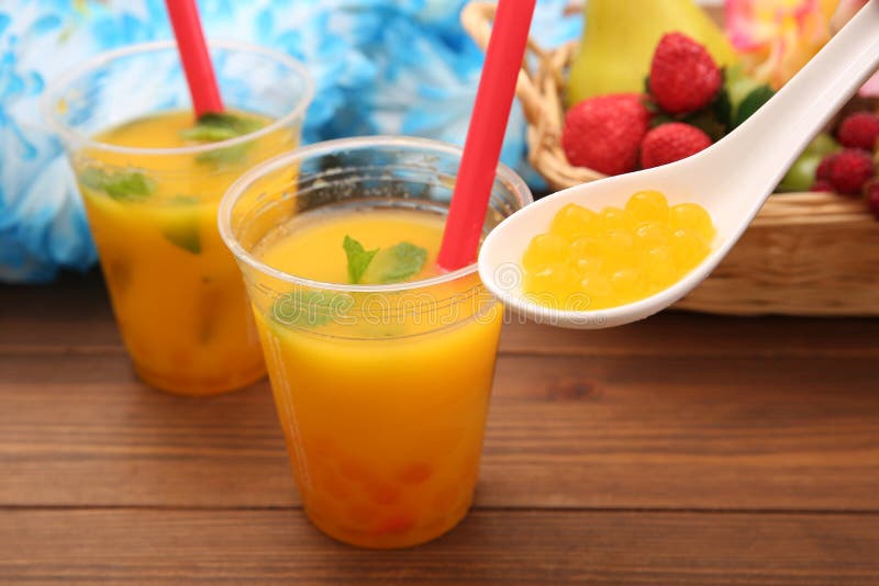 Orange juice with tapioca stock image. Image of taiwan 151753071