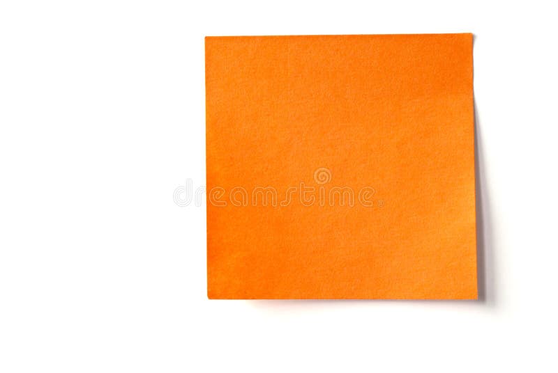 Orange klebrige Anmerkung getrennt auf Weiß