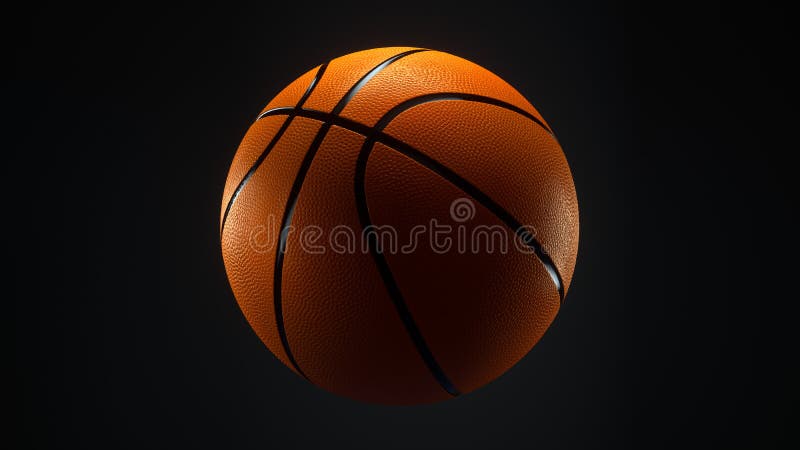 Orange koszykówka z czarnym metalowym linią na ciemnym tle. koncepcja sportu futurystycznego. zamknij odizolowaną kulę