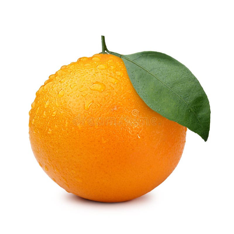 Orange With Leaf Isolated Stock Image Image Of Leaf 63592919