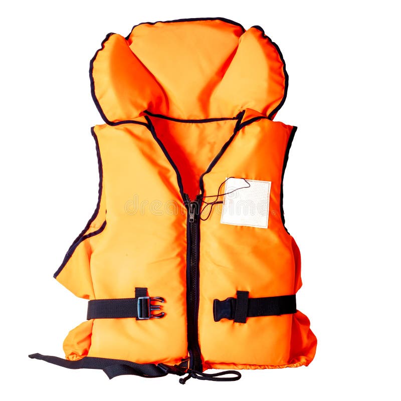 Orange Life Jacket on White Background Stock Photo - Image of falling ...