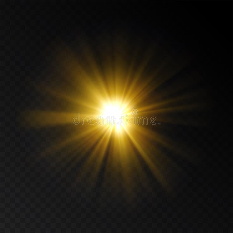 Orange Light Flash on Transparent Background. Explosion Vector Template