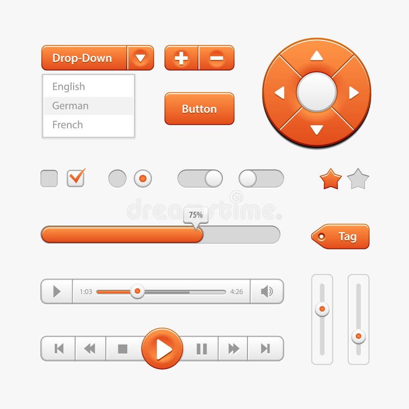 Orange Light User Interface Controls. Web Elements. Website, Software UI. Orange Light User Interface Controls. Web Elements. Software UI. EPS 10 vector illustration Orange Light User Interface Controls. Web Elements. Website, Software UI. Orange Light User Interface Controls. Web Elements. Software UI. EPS 10 vector illustration